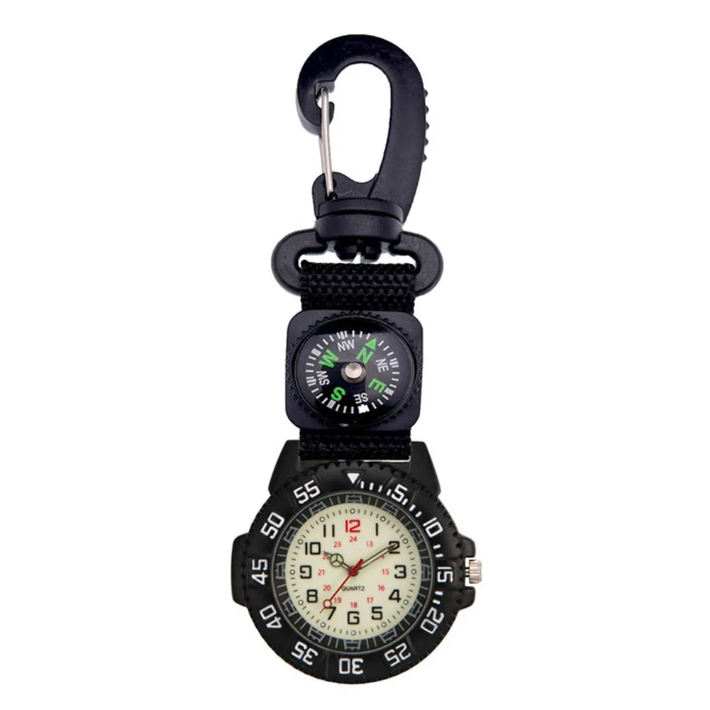 

Blue/Black Sports Climbing Watch - Outdoor Mountaineering Lanyard Watch With Carabiner Hook & -Compass