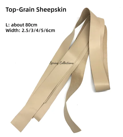 1pcs L80cm W2.5-6cm Ultra Soft Camel Top-Grain Sheepskin Leather Leather Edge Binding Trim Garment Materials