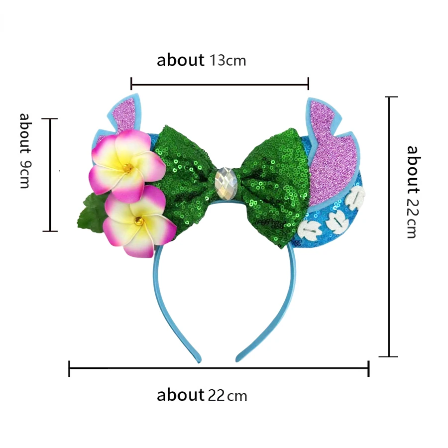 2024 Mickey Mouse Ears Headbands Women Party Hair Accessories Cartoon Lilo Stitch Headband for Girls Kids Sequins Bow Hairband