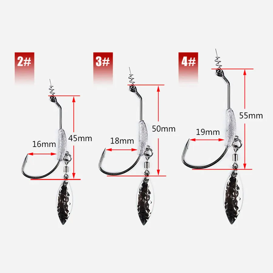3Pcs 2G 3G 4G Jig Head Fish Hook Spin Lock Pin Spinner For Soft Fishing Bait Of Carbon Steel Hooks,Fishing Hooks