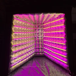 Vinfgoes Vogue Inflatable Photo Booth Enclosure with 32pcs Led Light Tube & Air Blower Photo Booth Backdrop for Wedding, Party