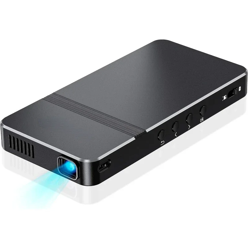 

Mini Projector, Pocket-Sized DLP Portable Projector, 1080P Cookie Projector , Support HDMI WiFI Built-in Rechargeable Battery