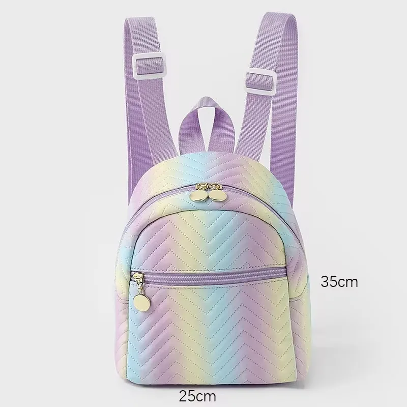 Gradient Color Backpack Candy Color College Backpack Simple Campus Zipper Backpack Outdoor Large Capacity Backpack