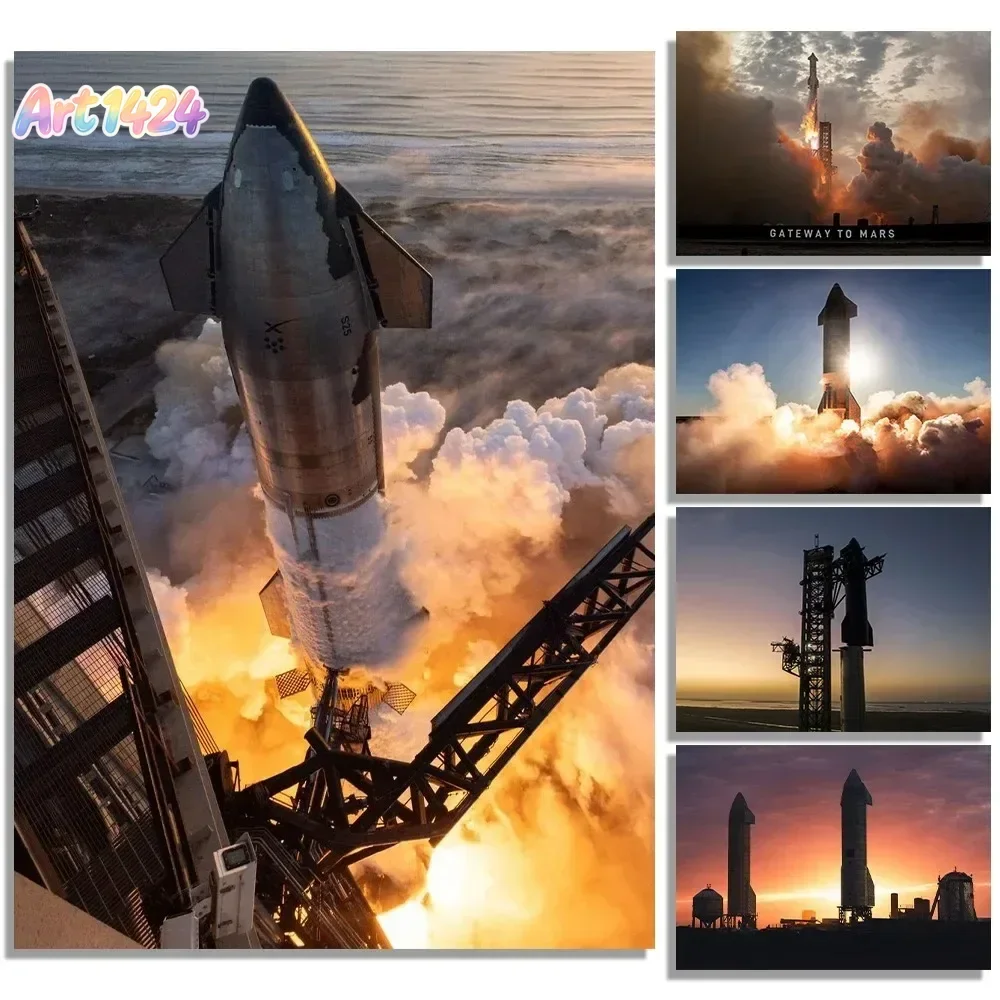 Canvas Poster Aviation Technology Wall Real Photos of Spacex Starship Prints   Art Decor Rocket Art Photos Wall Art Decoratio