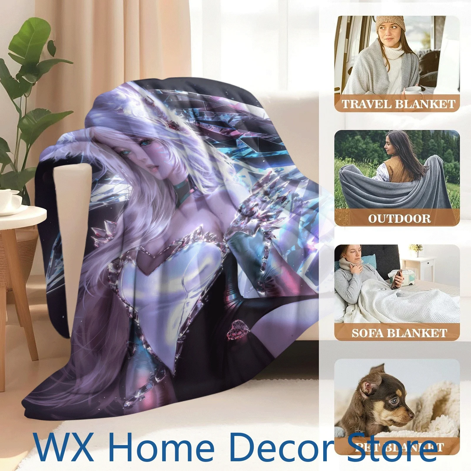 الصين أنيمي AI الفن الصوف بطانية-تصميم شخصية مغر آلة قابل للغسل الفانيلا غرفة الرياضة الإلكترونية بطانية الزخرفية