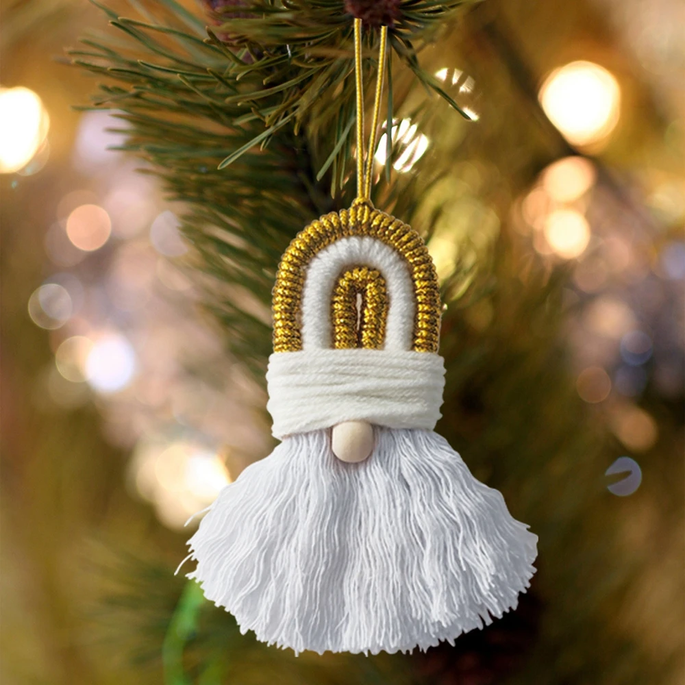 Boho Style Handmade Santa Claus Ornament for Home Hand Woven Macrame Pendant Tapestry Christmas Tree Decoration New Year Gifts