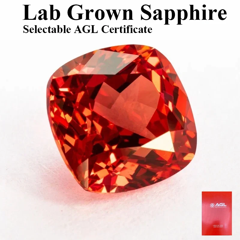 

Оптовая продажа, форма подушки, закат, красный цвет, выращенный в лаборатории сапфир для подвесок, изготовления ювелирных изделий, сделай сам, кольцо, ожерелье, серьги, основной материал C