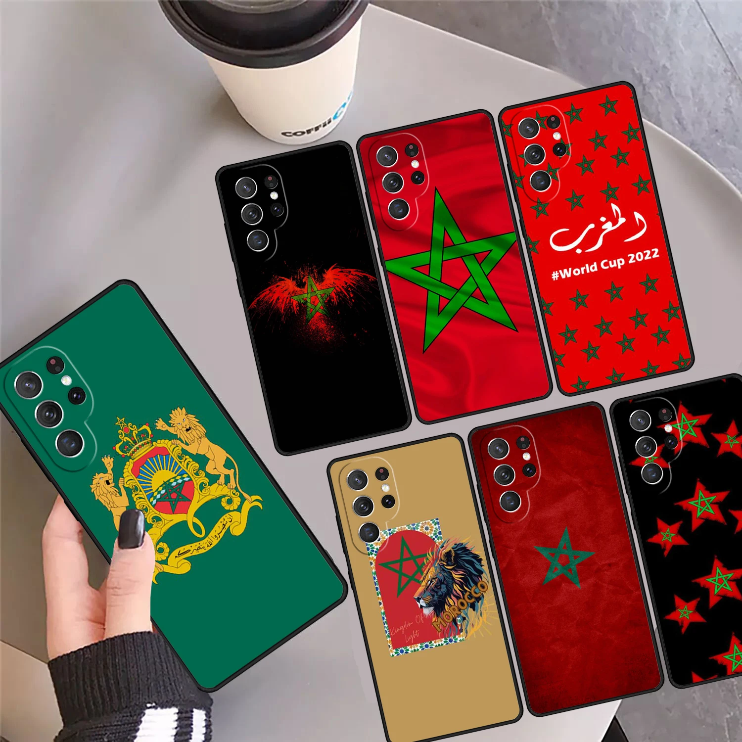 Morocco Maroc Moroccan Flag Phone Case Cover For Samsung Galaxy S24 Ultra 23 S22 Plus S21 FE S20 S8 S9 S10 Note 10 Pro Note 20