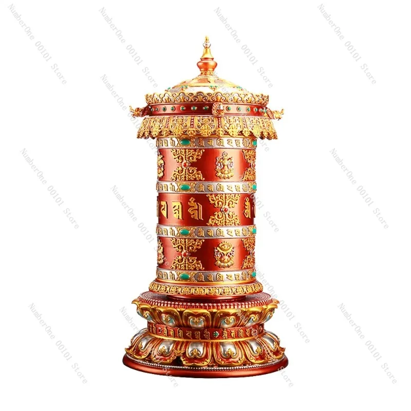 Electric Prayer Wheel Tibet Beads French Building Large Free Plug-in Prayer Wheel Eight Auspicious Symbols Ornaments