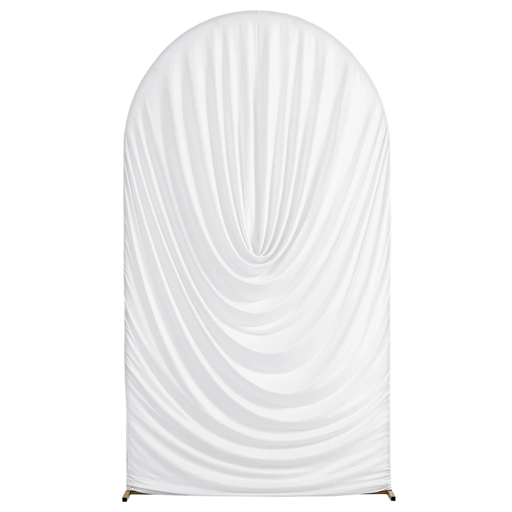 Solid Color White Draped Arch Backdrop Cover Wedding Birthday Baby Shower Elastic Spandex Pleated Arch Photography Background