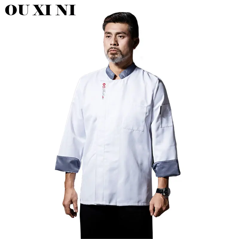 Uniforme de Chef de Hotel para restaurante, chaqueta blanca de cocinero, servicio de Catering, monos de manga larga, camisa de abrigo de cocina Unisex