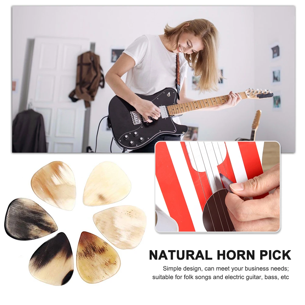 Guitar Natural Horn Picks Ukulele Acoustic Folk Guitar Bass Plectrum Thumb Picks Lightweight Portable Music Elements