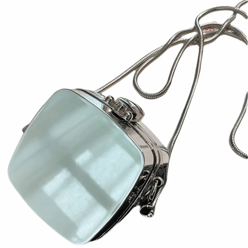 

Creative Gold Silver Evening Bag Metal Chain Mirror Surface Mini Bag Photo Props Multi-shape Buckle bag Evening Party