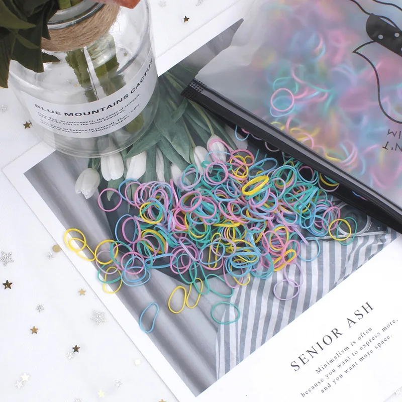 2022 Hot 1500pcs Nylon Ties Elastic Hair Bands Children Ponytail Holder Braiding Rubber Bands Headband Gum Hair Styling Tools