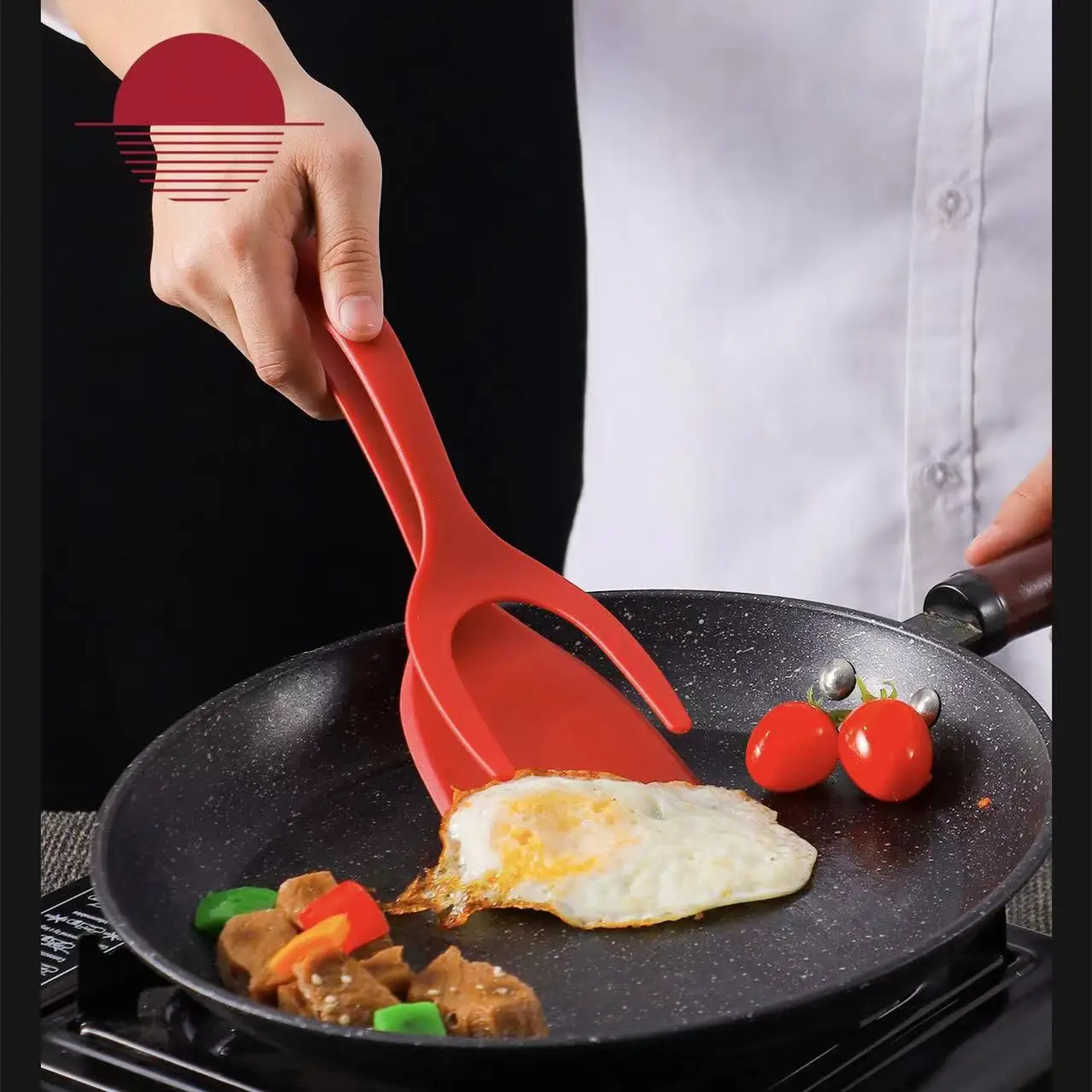 2 in 1Nylon Grip Tongs beef steak spatula frying spatula food tongs toasted bread fried egg clip flipping spatula Kitchen tools