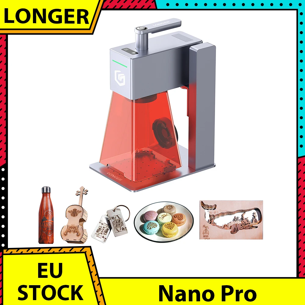 Graveur laser intelligent LONGER Nano Pro 12W, deux lasers à diode avec FAC, vitesse ultra-rapide de 5000 mm/s, précision de 0,02 mm avec lentille de champ