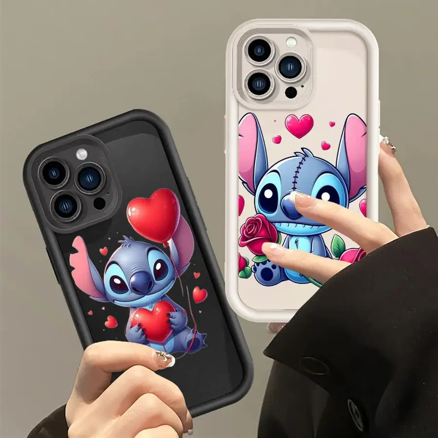 Cartoon Disney Cute Stitch Case For Apple iPhone 16 15 11 13 14 Pro Max 12 Silicone 15 Plus 11Pro Soft Phone Cover