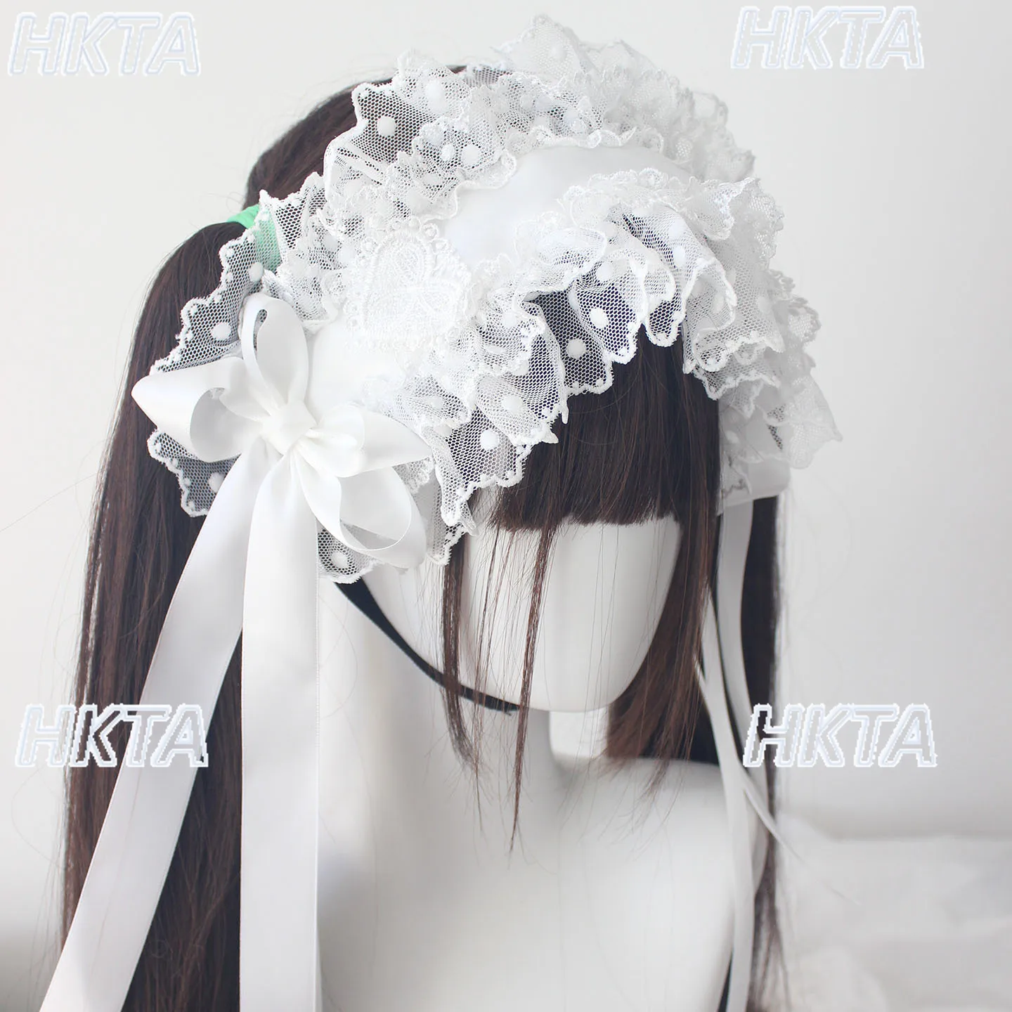 Original mignon esthétique Kawaii Lolita bandeau à pois dentelle soie Satin Ballet Lolita cheveux accessoires Cosplay bandeau filles