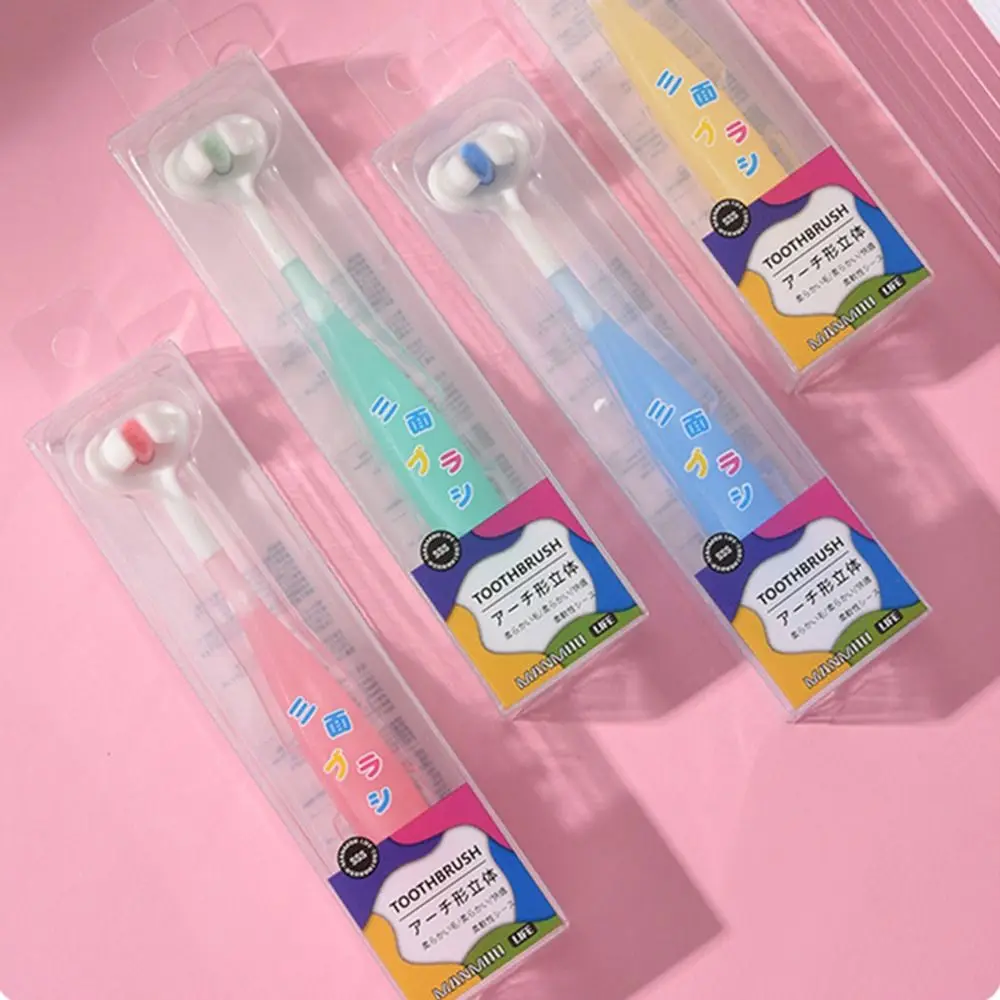 Candy Color Three Sided Toothbrush 360 Degree Ultra Fine Children Toothbrush Teeth Clean Soft Bristle 3D Tooth Brush