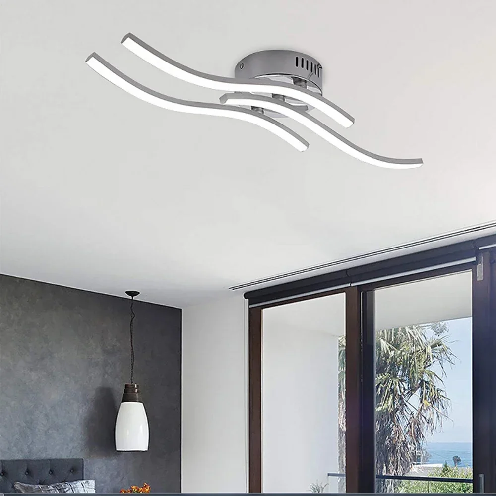 Imagem -03 - Alumínio Led Luzes de Teto Acrílico Lampshape Wave Shape Iluminação Lâmpada Moderna para Quarto Sala Decoração 85265v 4