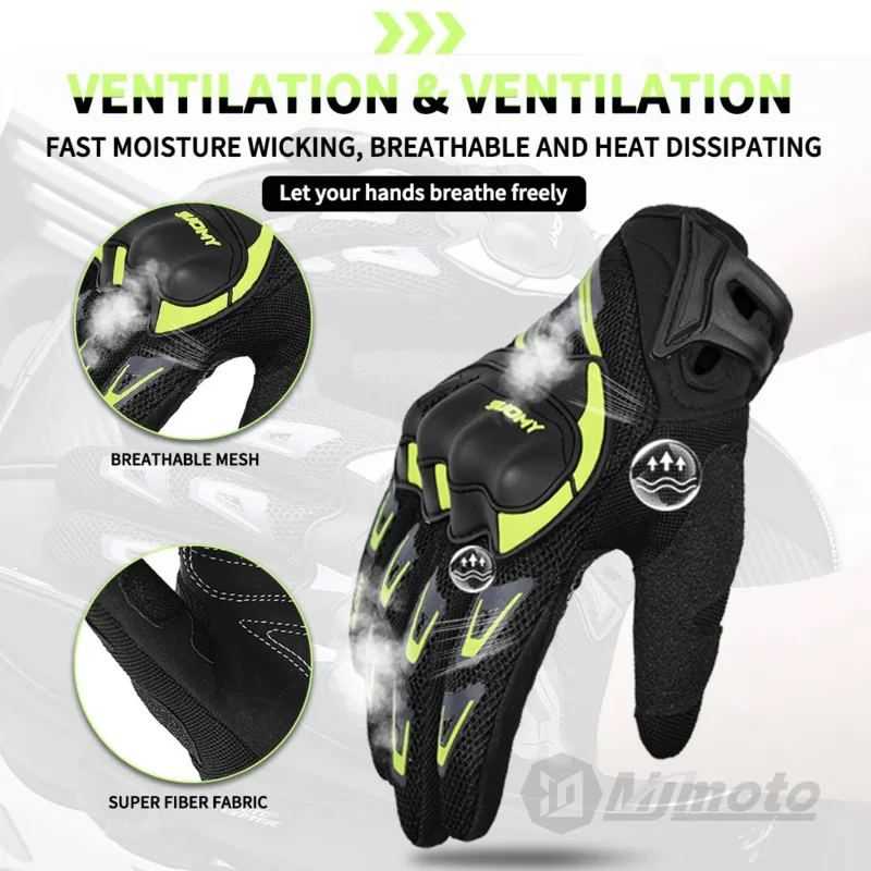 SUOMY Summer Breathable Touch Screen Motorcycle Gloves with Full Finger Protection for Cycling Motocross Racing Lightweigt Items