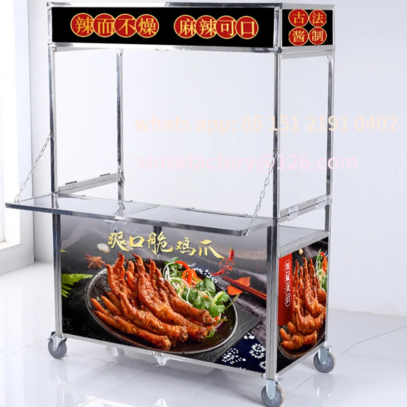 Customizable stainless steel stall car night market multi-purpose mobile trolley manufacturer barbecue ice powder stall folding