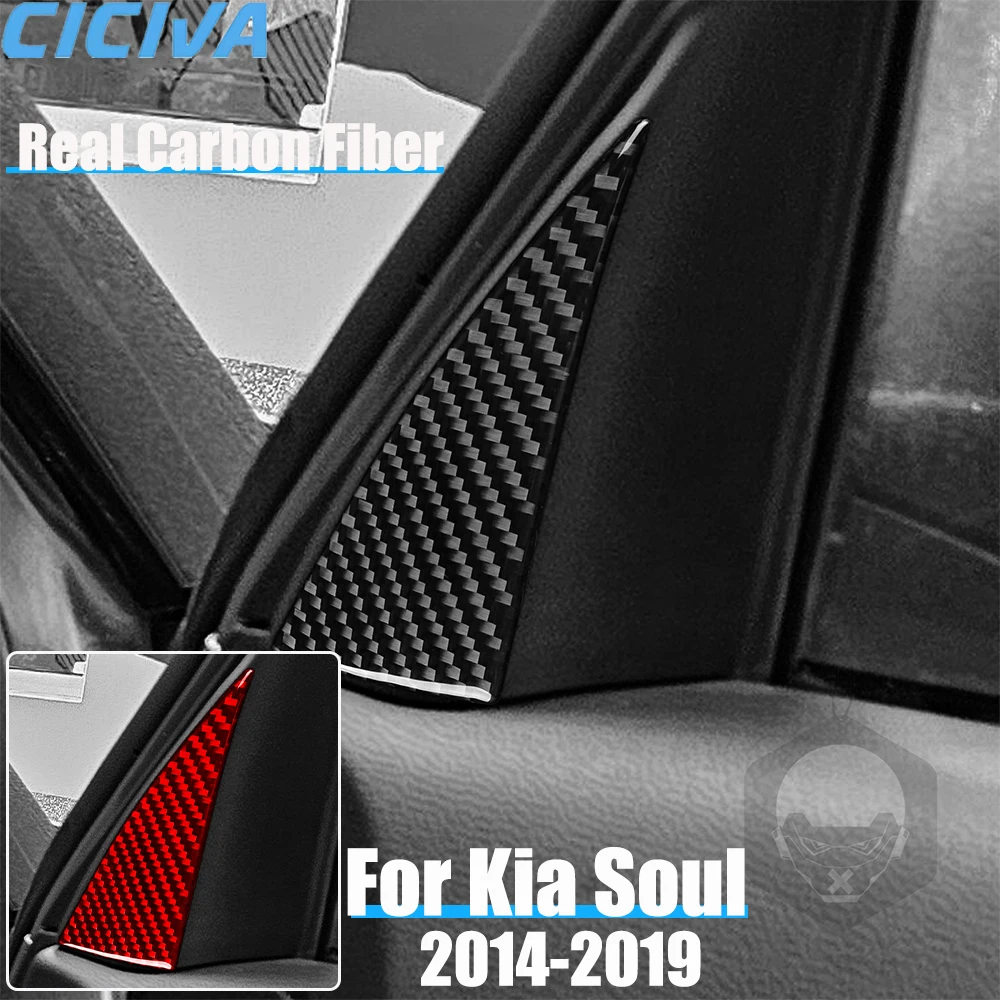 

Real Carbon Fiber Car Accessories A-pillar Decorative Panel Trim Cover Soft Sticker For Kia Soul 2014 2015 2016 2017 2018 2019