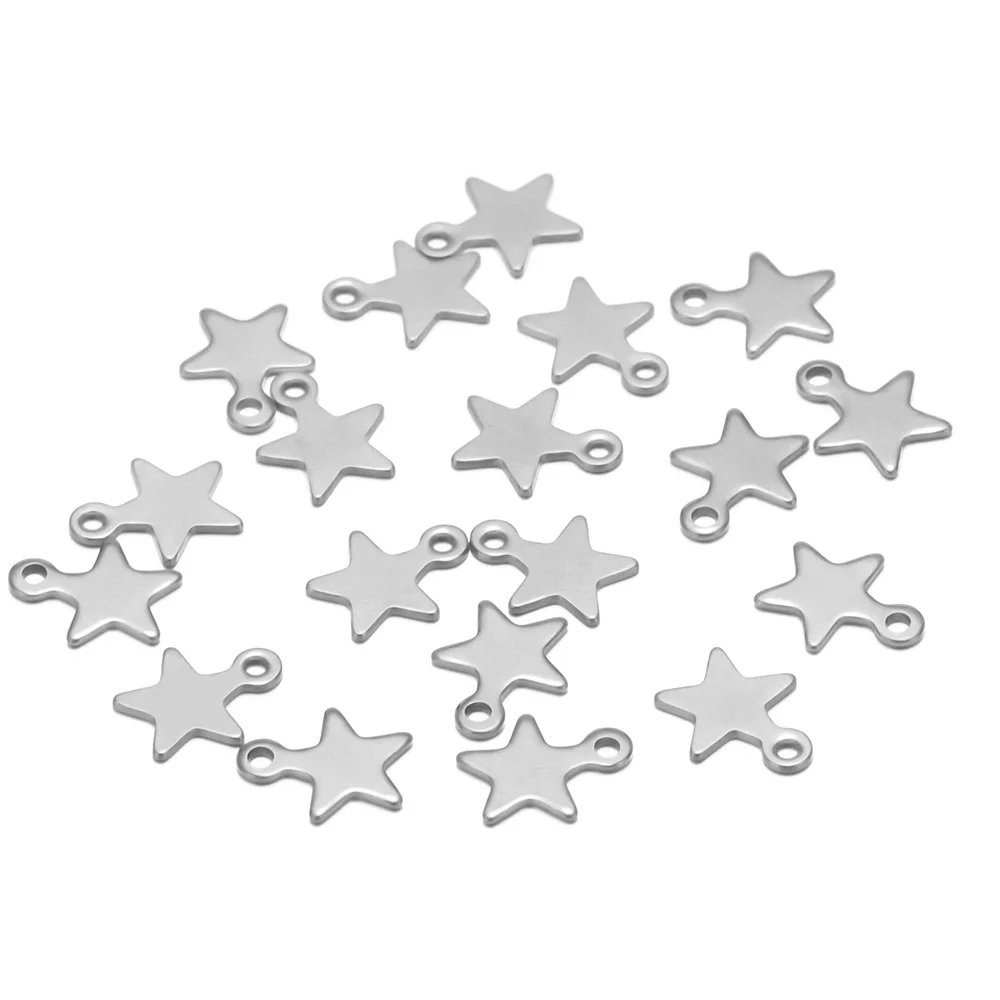 20Pcs/bag 8x10mm Gold Color Stainless Steel Star Charms Pendant For Earrings Necklace Crafts DIY Jewelry Making Handmade Craft