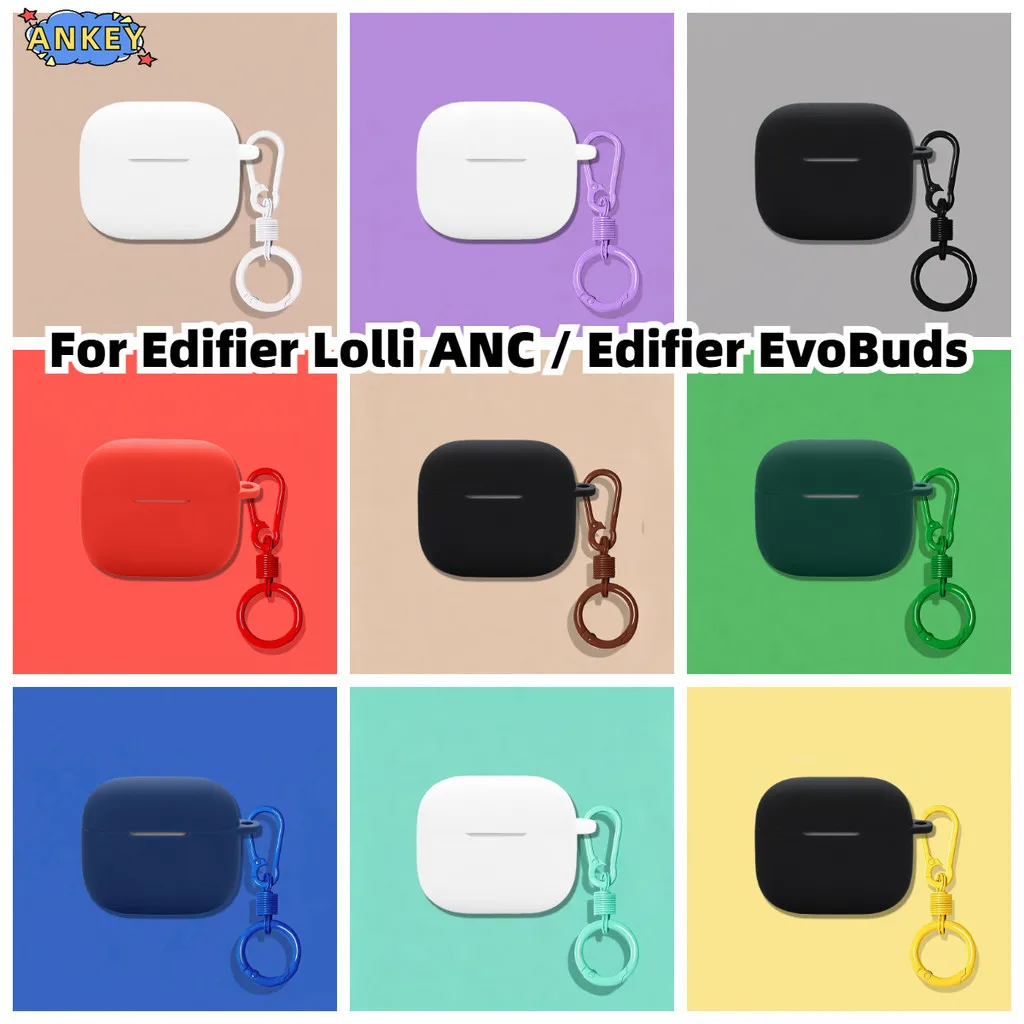 Compatible with Edifier EvoBuds Bluetooth Earphone Silicone Case for Edifier Lolli ANC Silicone Cases with Colorful Ring Pendant