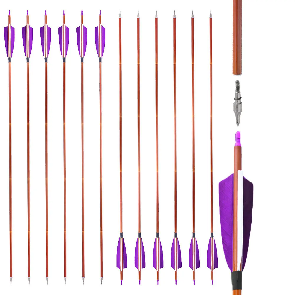 

6/12pcs ID 6.2mm Carbon Arrows 31.5 Inch Archery Arrow Bow Shooting Hunting Natural Feather Replaceable 100Grain Arrowhead