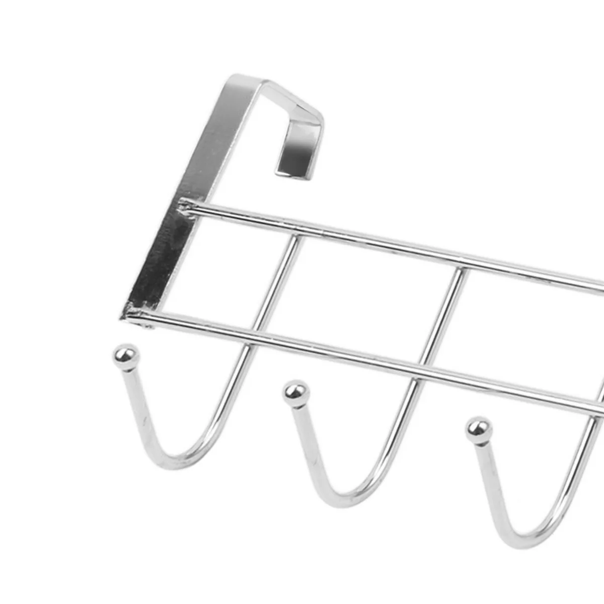 ABNQ 5 Hooks Over Door Home Bathroom Kitchen Coat Towel Loop Hanger Rack Holder Shelf,Silver