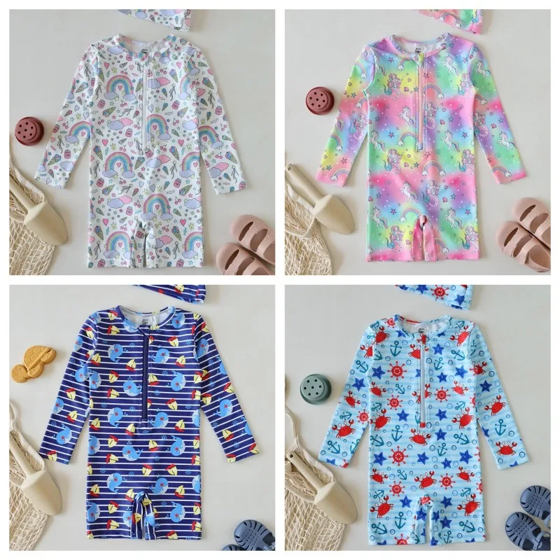 

Toddler Boys Long Sleeve One-Piece Swimsuit UV Protection Unicorn Beach Playwear Swimwear for Girls Baby Girl Swimwears