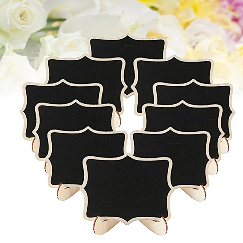 

12 Pcs Lace Display Board Mini Chalkboard Desktop Small Wooden Black Signs Plaque with Boards