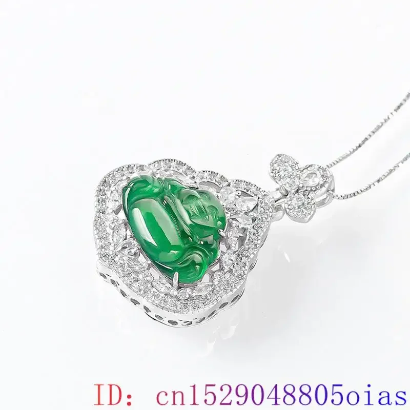 Green Jadeite Maitreya Pendant Necklace Gemstones Fashion S925 Silver Emerald Natural Burmese Jade Choker Stone Real Jewelry