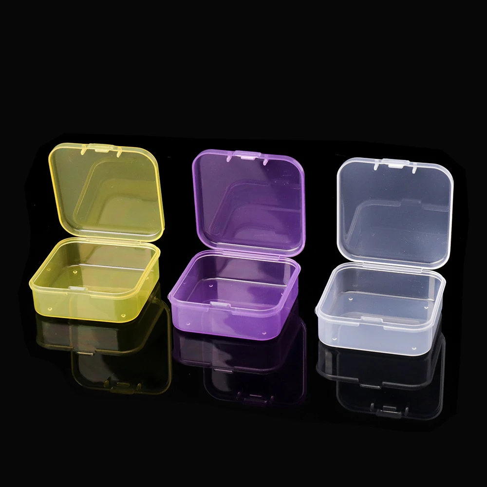

2PC Colorful Plastic Acrylic Jewelry Storage Box High Transparency Food Organizer Container for Ring Necklace Earring Coin Case