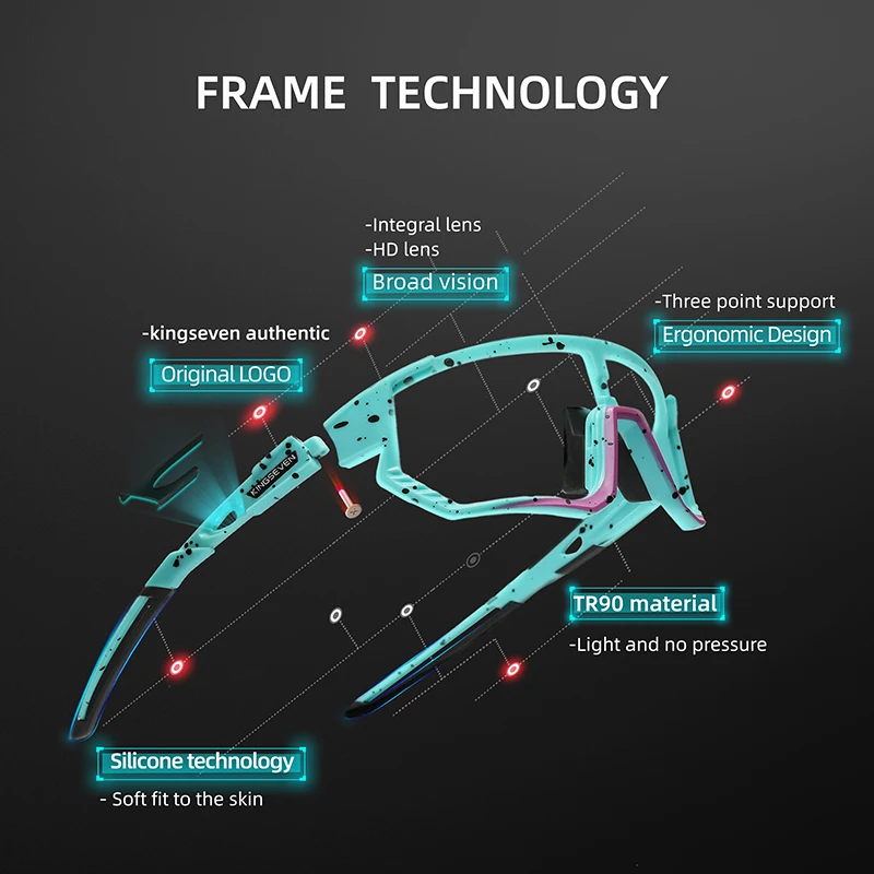 Kingseven 3 Lens Fietsbril Mannen Vrouwen Mtb Fietsbril Kwaliteit Anti-uv Gepolariseerde Groot Frame Vissen Fiets Bril