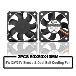 fan 50mm 2PCS SXDOOL 5010 50*50*10 5V 12V 24V Cooling Fan 2PIN 3Pin 50mm 5cm PC Laptop Computer Industrial axial Cooling Fan