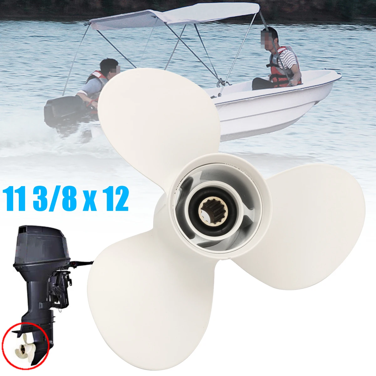 11 3/8 X 12 For 40hp 50hp 60hp For Yamaha 3 Blades Aluminium Propellers Outboard Boat Motors Marine Propeller