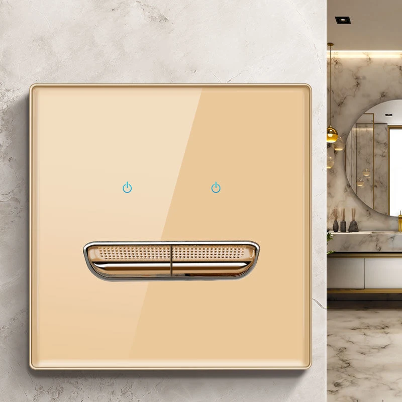 Wall Light Switch 1 2 3 4 Gang Tempered Glass Panel Blue LED Night Light White Black Gray Gold Pass Through Low Price image 3