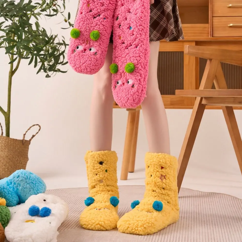 Cute Lambswool Floor Socks Embroidered Thickened Socks Cartoon Warm Sleep Socks Bedroom