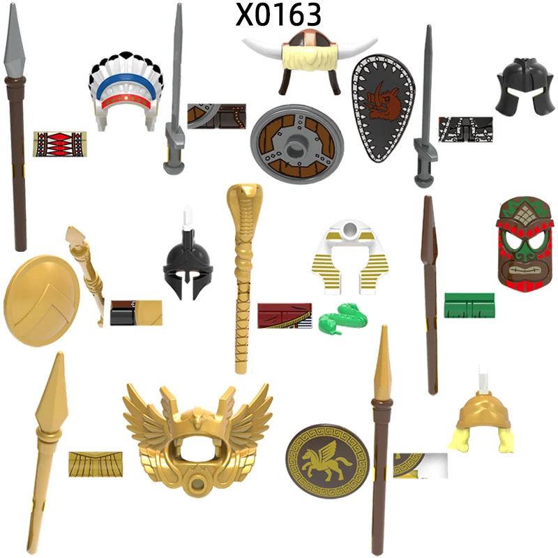 The Saint Seiya Aborigines Tutankhamun Hun Warrior Ares Athena Evil Knight Chief Model Blocks MOC Bricks Gifts Toys X0163