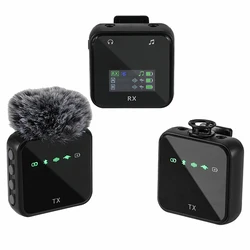 Wireless Lavalier Microphone System Audio Video Voice Recording Mic for iPhone Or Android Mobile Phone Live Streaming Recording