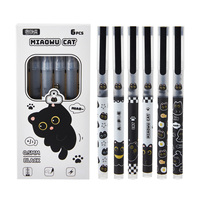 6pcs Cute Cat Liquid Gel Pens, Fast Drying Anti-Fading Smooth Writing, Ideal for Students Office Notebooks, Back-To-School Gift