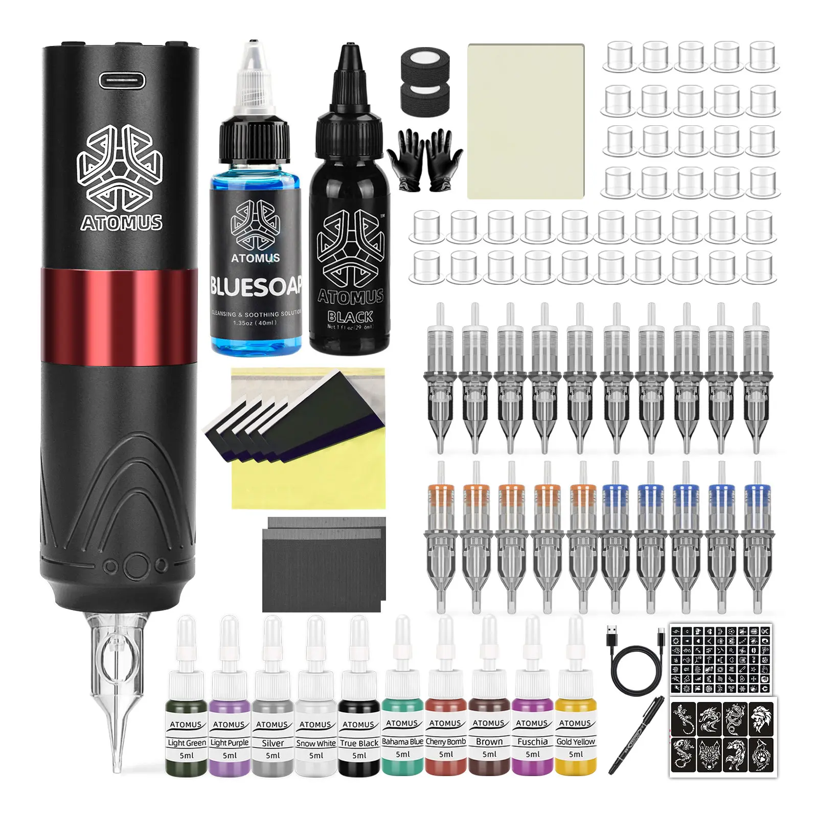 

Tattoo Kit Wireless Tattoo Gun Machine Permanent Makeup Rotary Professional Power Supply for Artists and Beginner