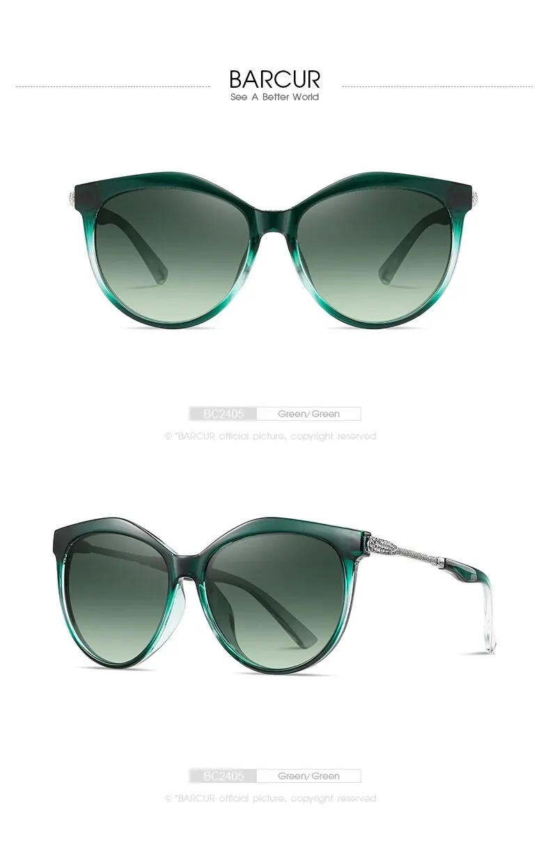 Barcur polarisierte Cat Eye Sonnenbrille Frauen Farbverlauf runde Sonnenbrille für Frauen oculos lunette de soleil femme – Detail 15