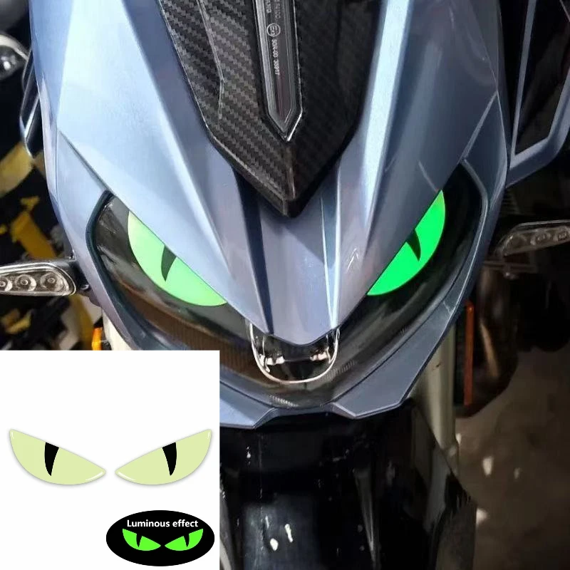 Leuchtende 3D-Dekorationsaufkleber Teufelsaugen Roller Motorrad Scheinwerfer Körperverkleidung Universal für Honda Yamaha Suzuki Vespa