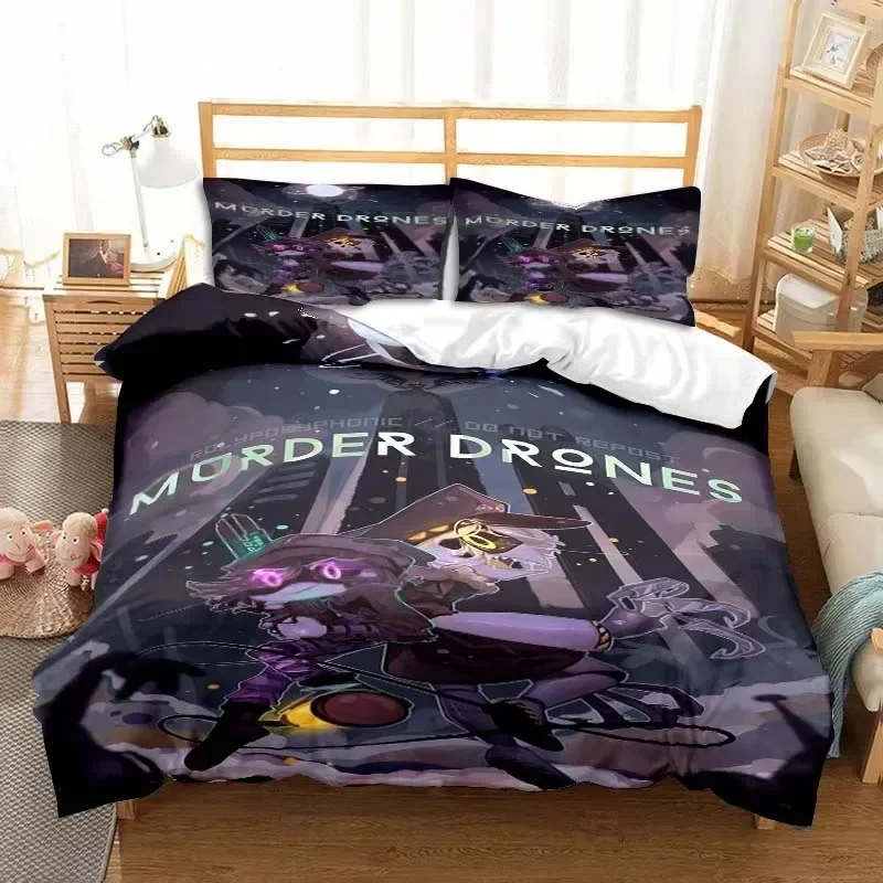 

Murder Drones Anime Printed Bed Set Duvet Cover Pillowcase Bedding Set Bed Linen Sheet Quilt Cover Full Queen King Size