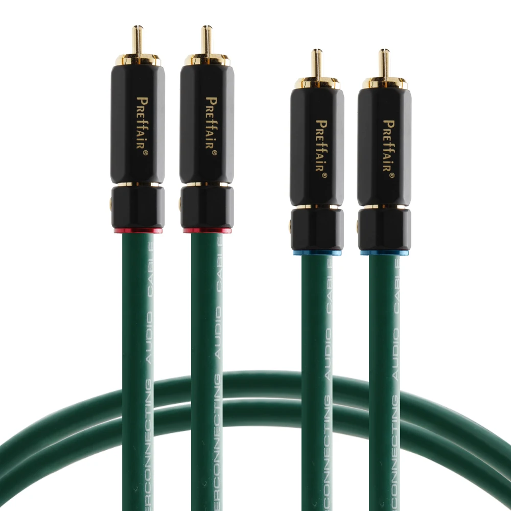 Paar Preffair RCA-Kabel, versilbert, 2RCA-Kabel, selbstverriegelndes Audiokabel für Verstärker, CD- und DVD-Player – Detail 1