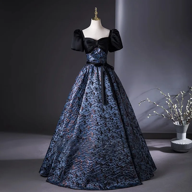 

New French Retro Palace Style Evening Dress, Grand and Dignified Dress, Host Stage Performance Dress, High-end，long Skirt