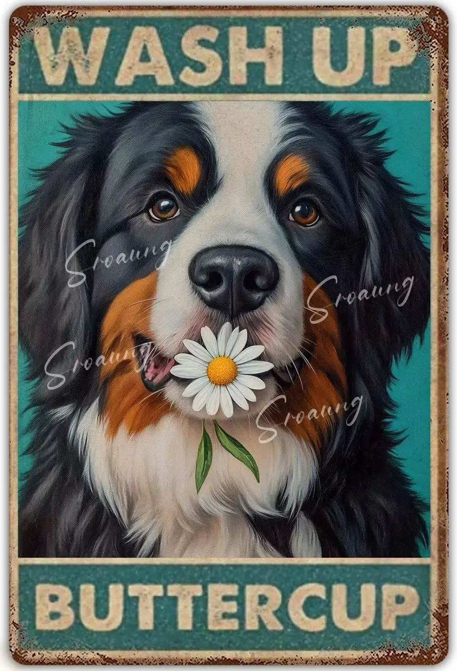 Vintage Bernese Mountain Dog Tin Sign Funny Bathroom Signs Wash Up Buttercup Metal Poster Retro Plaque Wall Decor Gift For Garde